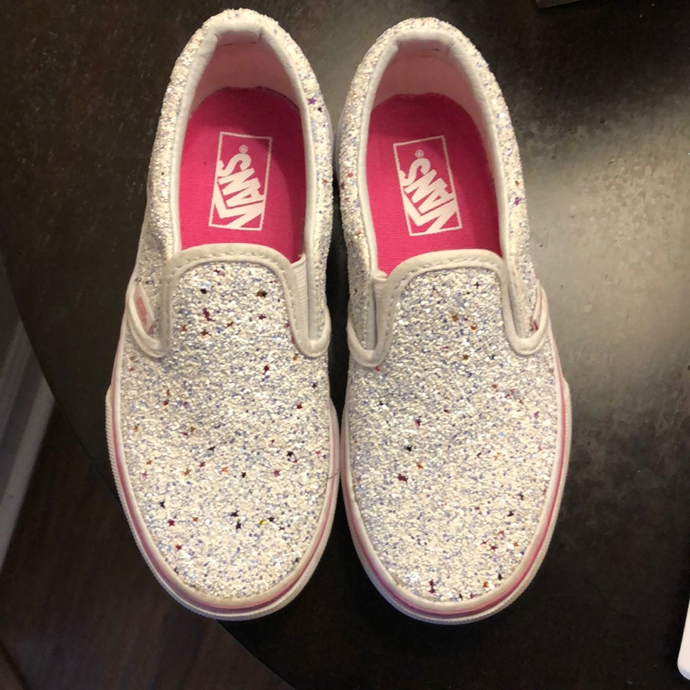 Vans Slip-On Glitter Stars White Skate Shoes